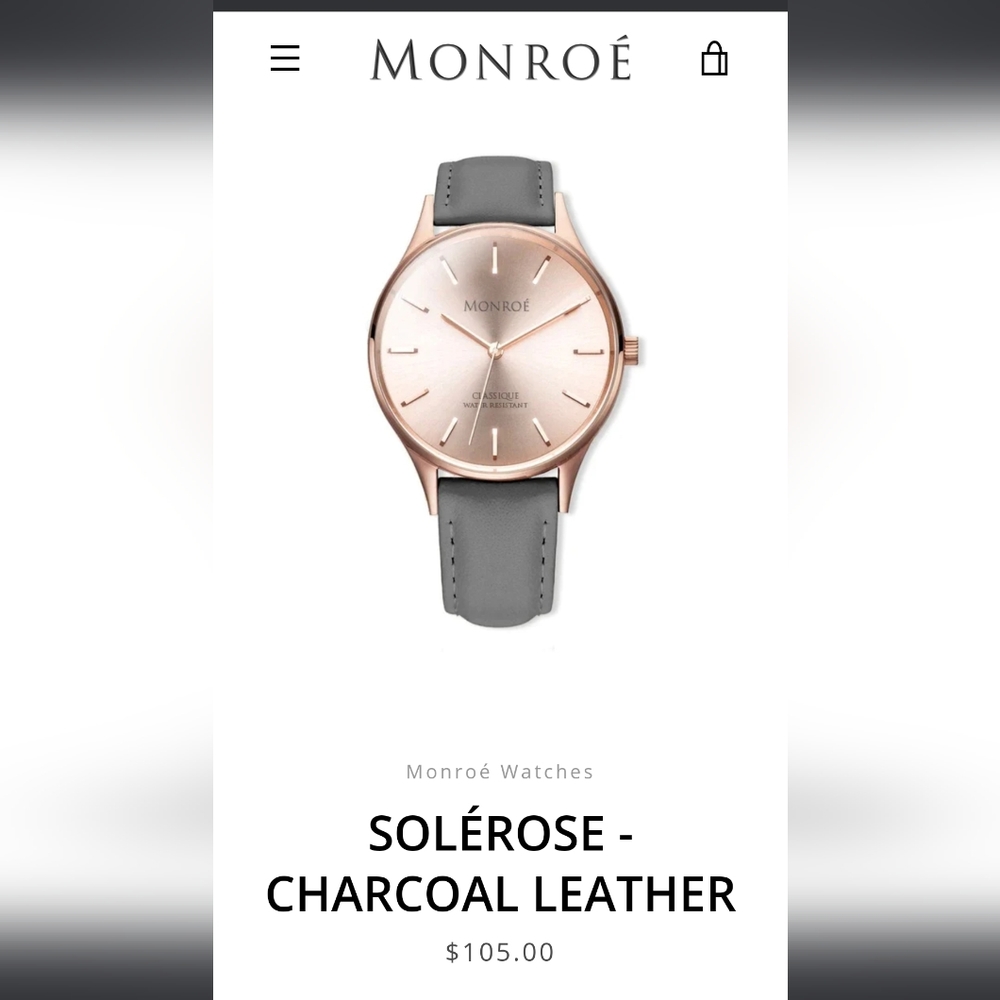 NWT Monroe‎ Watch- Rose gold/gray - Picture 5 of 8